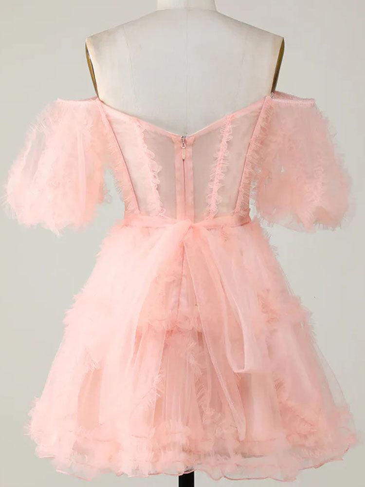 Hot Pink Mini Skirt Sweet Tulle Ball Gown with Corset