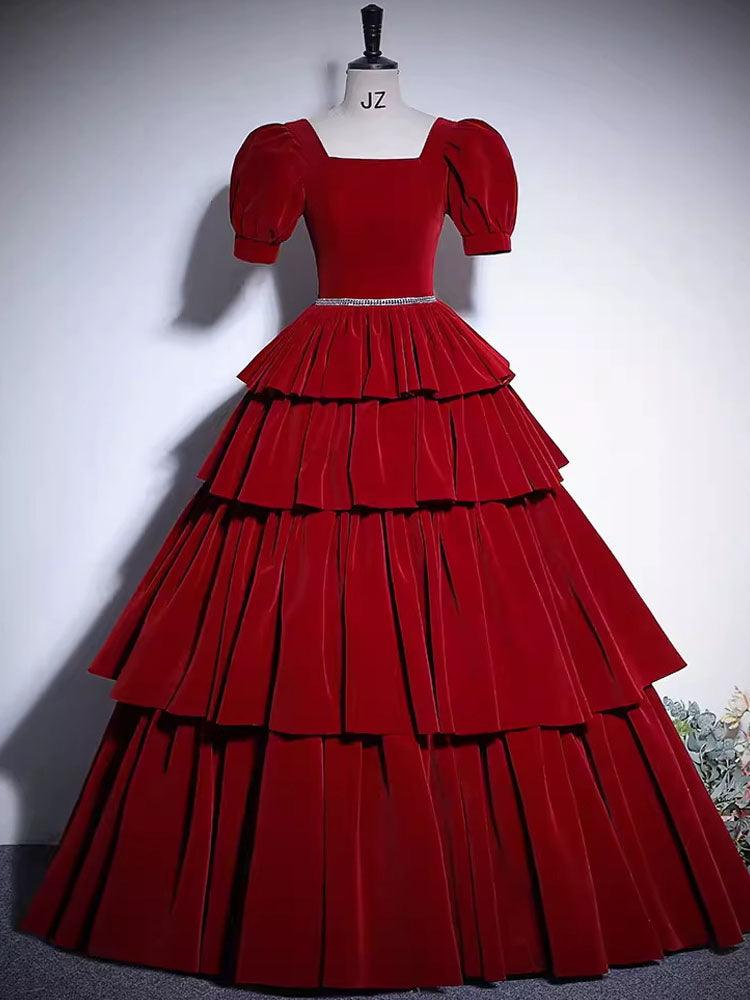 Red Quinceanera Dresses Tiered Ruffle Sweet 16 Years Old Dress Party Dress