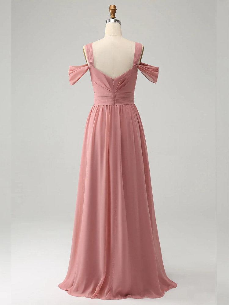 Pink Maxi Dress A-line Chiffon Sheath Ball Gown