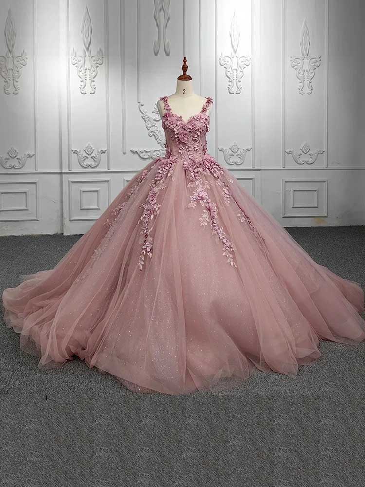 corset tulle dress Sexy 3D Flower Ball Gown