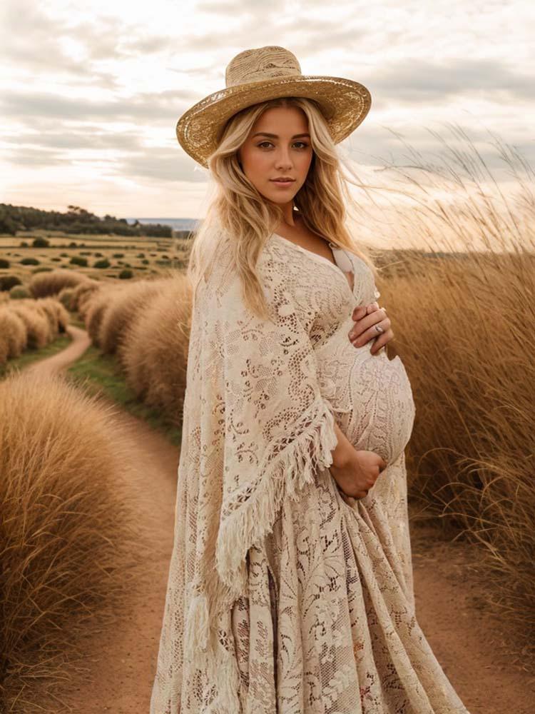 Maternity Outdoor Wear Bohemian Lace Maternity Dress, Suitable For Photo Taking