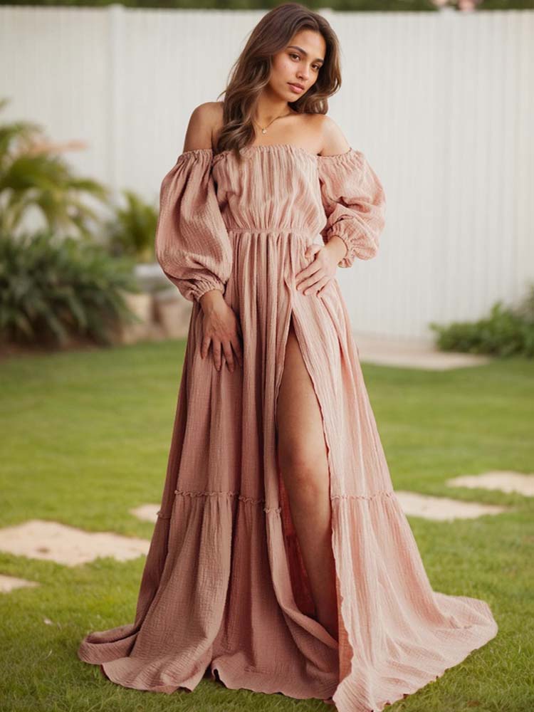 Bohemian style maxi dress for beach photo shoot cotton dress