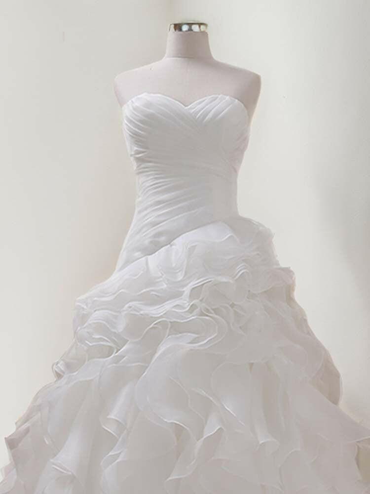 A-line tulle wedding dress with multiple layers of ruffles bridal attire - A LITTLE