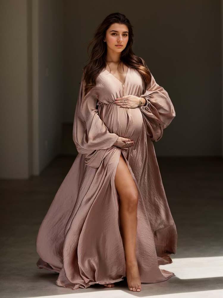 Plus size maternity dresses, long sleeve maternity dresses, wedding dresses, long train maternity dresses - A LITTLE