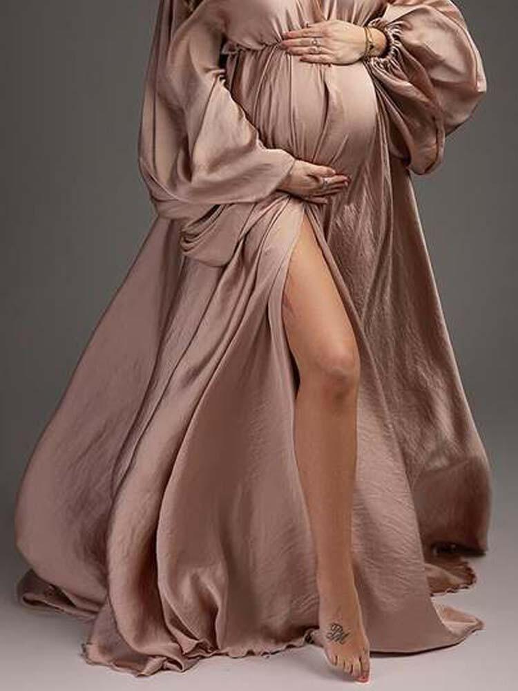 Plus size maternity dresses, long sleeve maternity dresses, wedding dresses, long train maternity dresses - A LITTLE