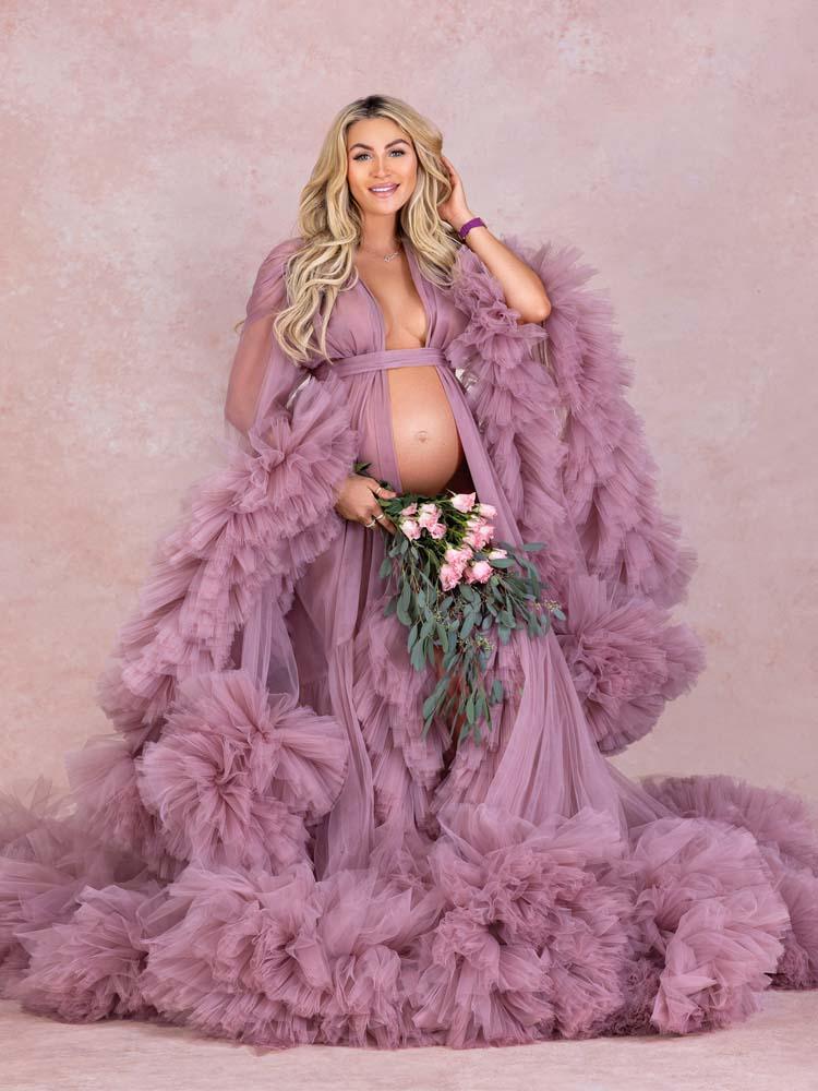 Plus Size Maternity Dresses for Baby Showers Photography Maternity Robes - A LITTLE